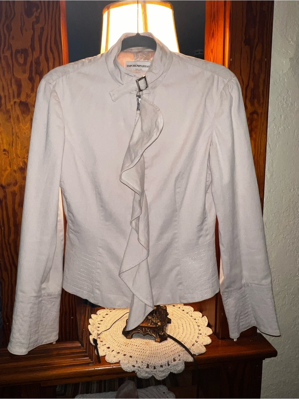 Emporio Armani Light Beige Ruffle-Front Jacket